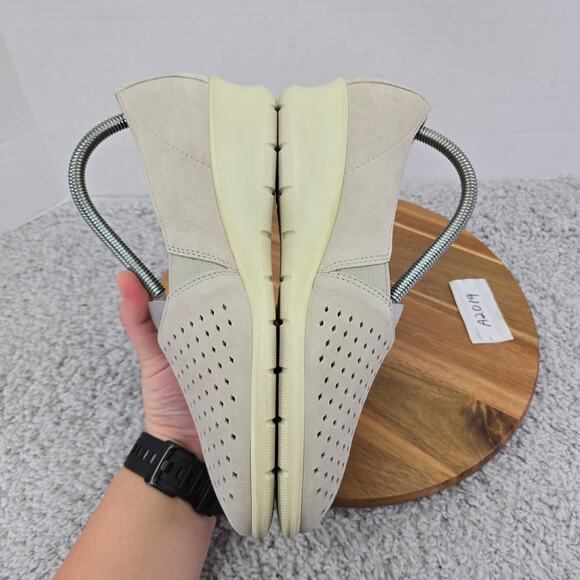 Ecco Felicia Gray Perforated Leather Daily Slip On Mini Wedge Flat Shoe Women 41 - Picture 8 of 14